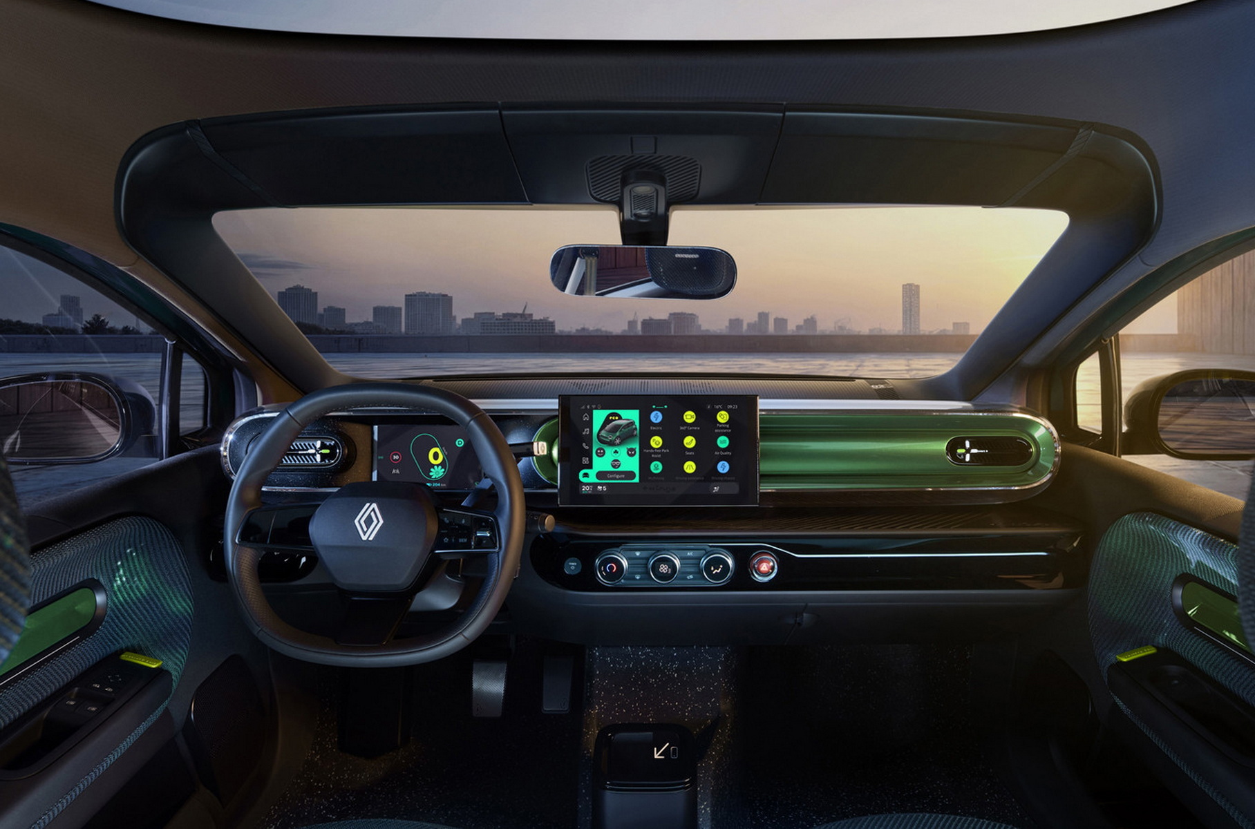 Renault showed the stylish interior of the new Twingo electric car