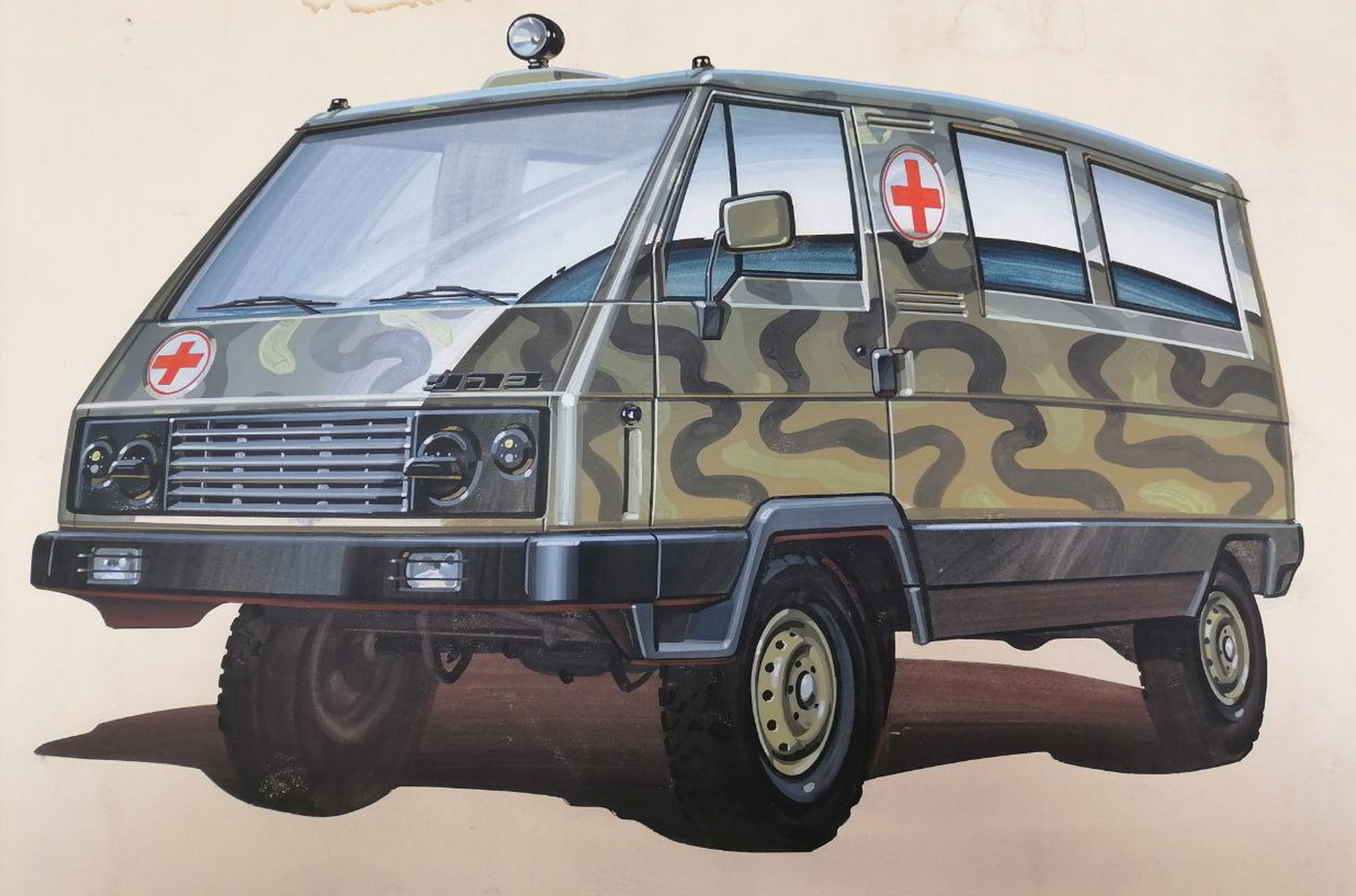 UAZ showed a sketch of an all -terrain vehicle that was supposed to replace Hunter