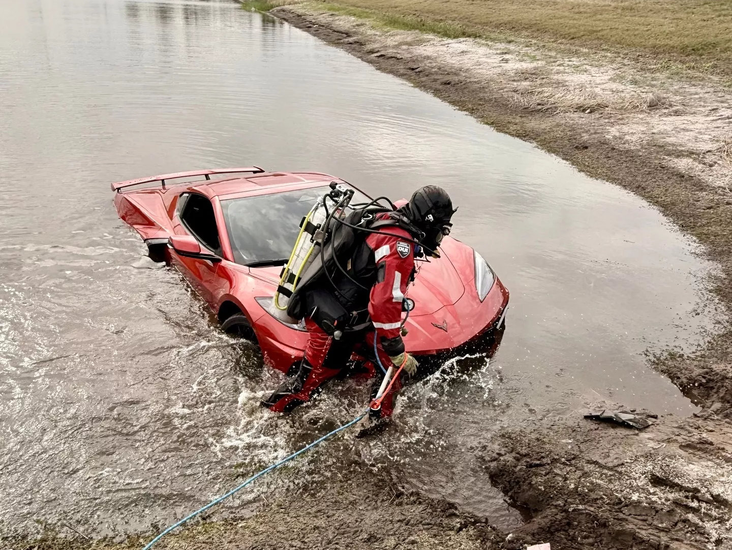 In the USA, the Chevrolet Corvette Stingray sports car was abandoned in a swamp