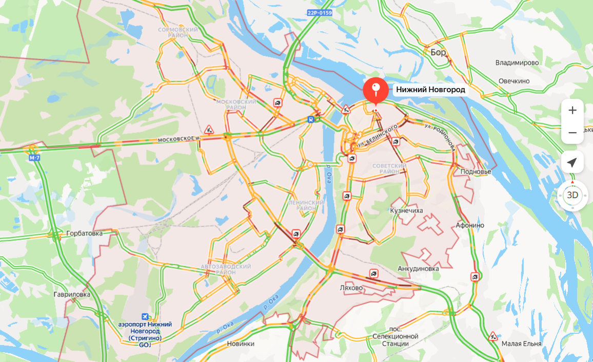 Traffic jams reached 10 points in Nizhny Novgorod