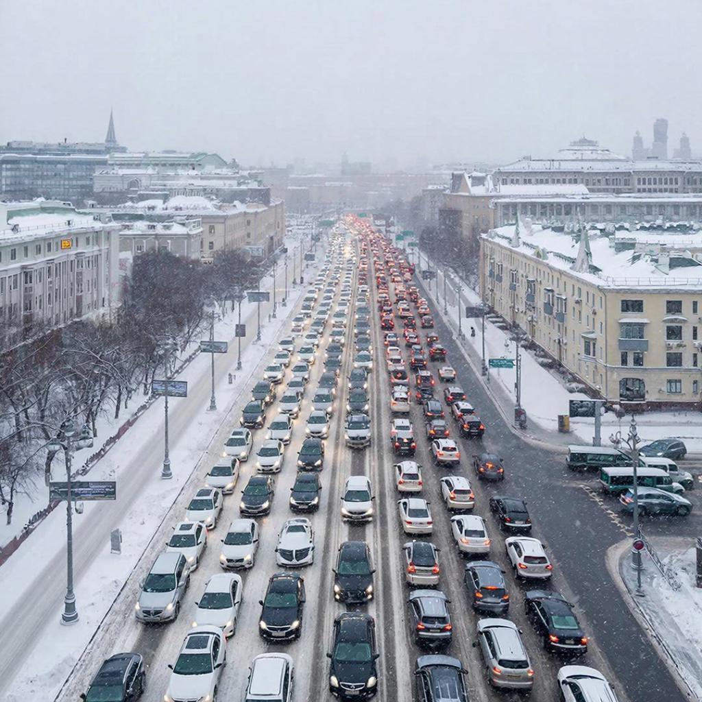 The Department of Transport asked Moscow drivers not to drive onto the road due to a snowstorm