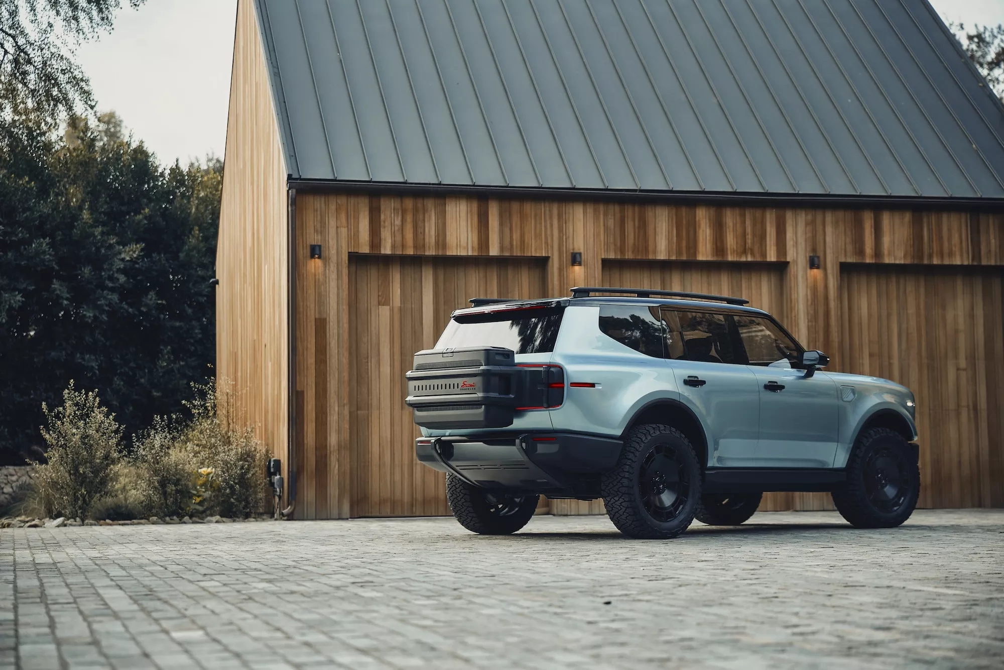 Volkswagen showed the Scout Traveler Pacific Mist concept with a luggage rack