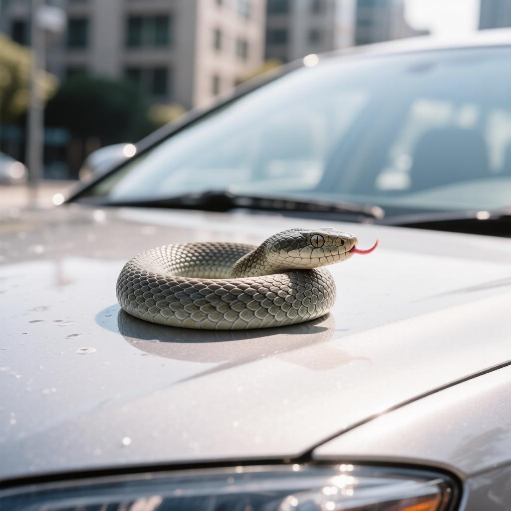 In Primorye, a snake lurked on a car door and was caught on camera